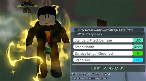 Jonathan Hamon Showcase With Leg Stand At Level 1000 Roblox Stand