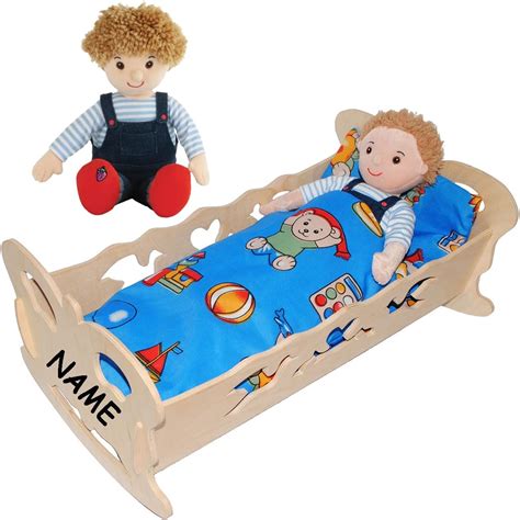 Alles Meine De GmbH Set Holz Puppenwiege Puppenbett Schmusepuppe