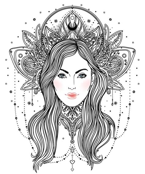 Tribal Fusion Boho Diva Beautiful Divine Girl With Ornate Crown Stock