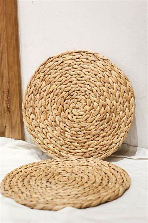 Set Of 2 Round Water Hyacinth Handmade Placemat Braided Mat Etsy In