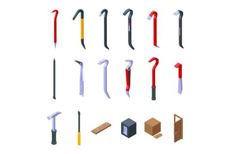 Crowbar Icons Set Isometric Vector Graphic By Ylivdesign · Creative Fabrica