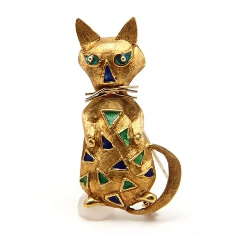 18kt Gold And Enamel Cat Brooch Lot 1297 The Estate Of Ms Frances