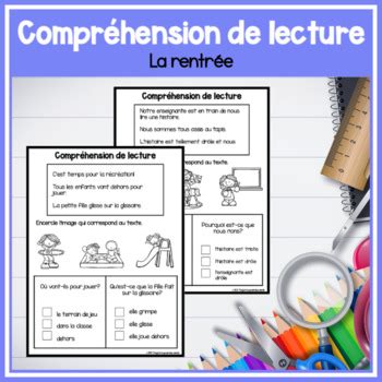 French Easy Reading Comprehension La Rentr E Compr Hension De Lecture