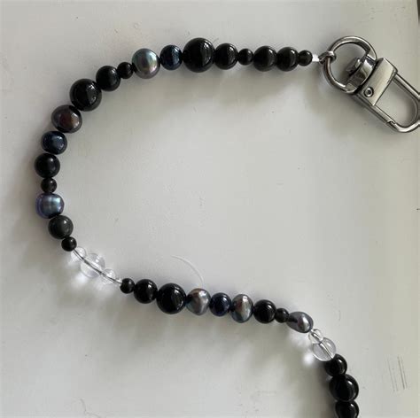 Black Obsidian Black Pearl Necklace Gemstone Beaded Necklace Etsy