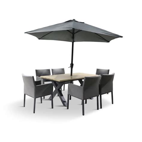 Valencia 6 Seat Dining Set & 3m Parasol - Garden Furniture Sets - Tates