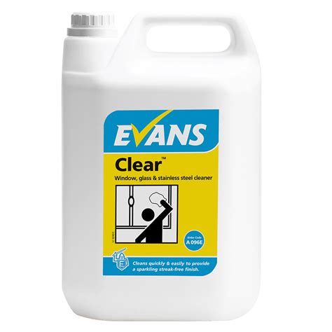 Clear Glass Cleaner 5 Litre Evans Pn1426 Hygiene4less