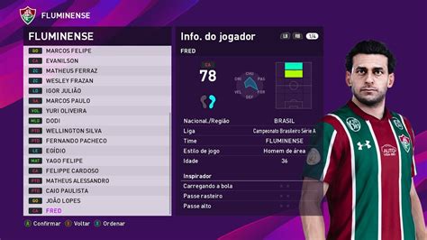 Pes 2020 Elenco do Fluminense cópias de base base copy no