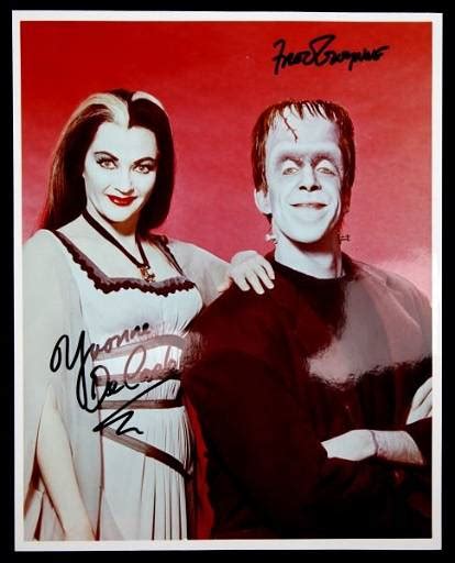 Signed Photo Two Cast Members Of "the Munsters"