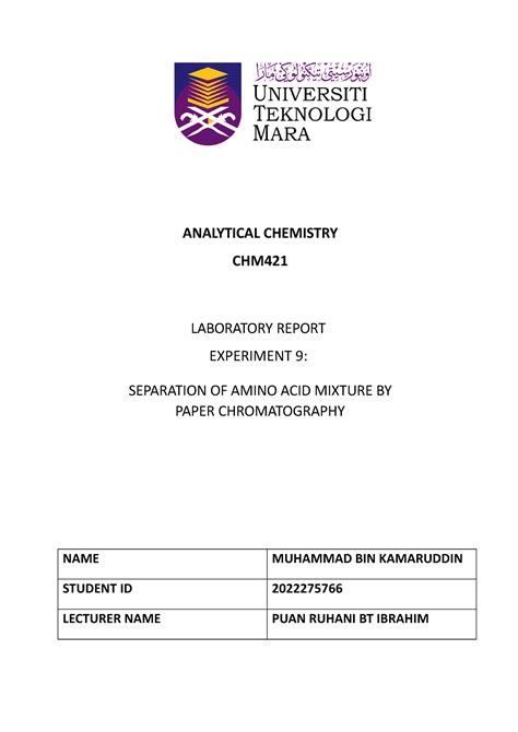 Experiment 9 LAB Report General Chemistry UiTM Studocu