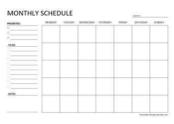 MONTHLY SCHEDULE Monthly Schedule Template Printable – Browse Our ...