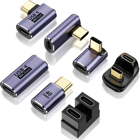 Adaptador USB C paquete de 7 con 100 W 40 Gbps 8 K 60 Hz ángulo