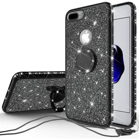 Apple iPhone 7 Plus Case, Glitter Cute Phone Case Girls Kickstand,Bling ...