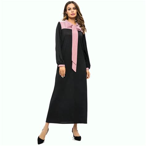 Muçulmano Do Oriente Médio Árabe Abaya Vestido Longo Arco Tarja Moda