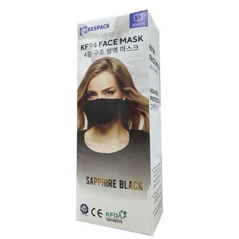 Respack KF94 Face Mask 4 Ply Ear Loop Sapphire Black 20 PCS Lazada