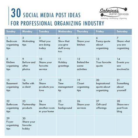 Professional Organizing Industry Social Media Post Ideas