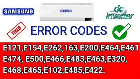 Samsung Inverter Ac Error Code Listsamsung Split Ac Error Code