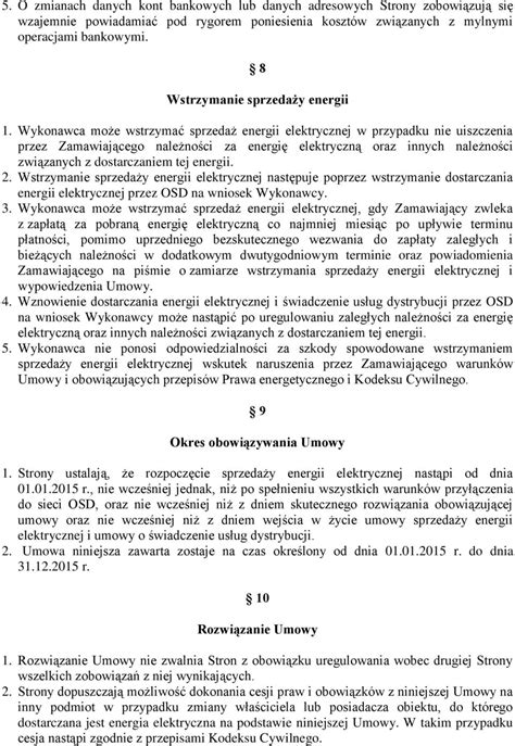 UMOWA NR NA SPRZEDAŻ ENERGII ELEKTRYCZNEJ PDF Free Download