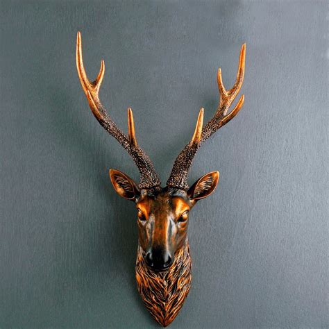 Modern Deer Head Sculpture Wall Hanging Elk Statue Decoration Home 3d