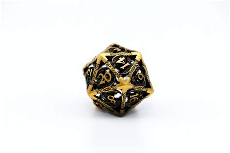 Gold Dragon Hollow Metal D20 Bookwyrm Games