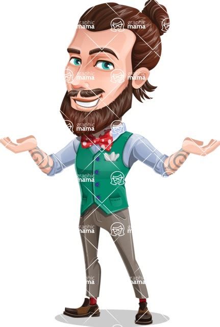 Guy With Man Bun Cartoon Vector Character Showcase 2 Graphicmama