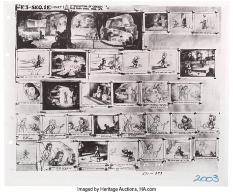 Pinocchio Studio Storyboard Print Group of 44 Walt Disney, 1940 ...