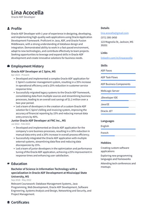 Oracle Adf Developer Cover Letter Samples And Templates