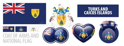 Vector Set of the Coat of Arms and National Flag of Turks and Caicos ...