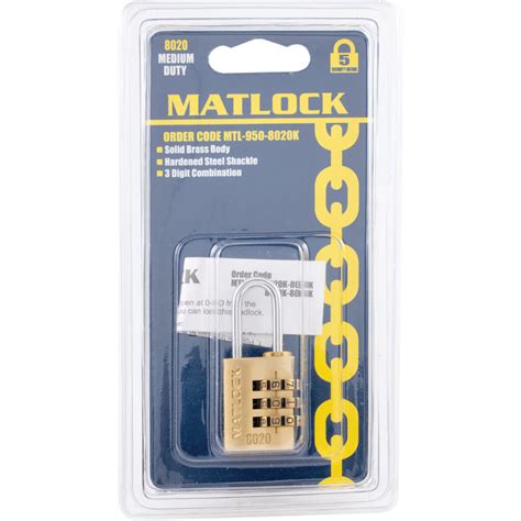 Matlock Combination Padlock Brass Bronze Mm Width Weatherproof