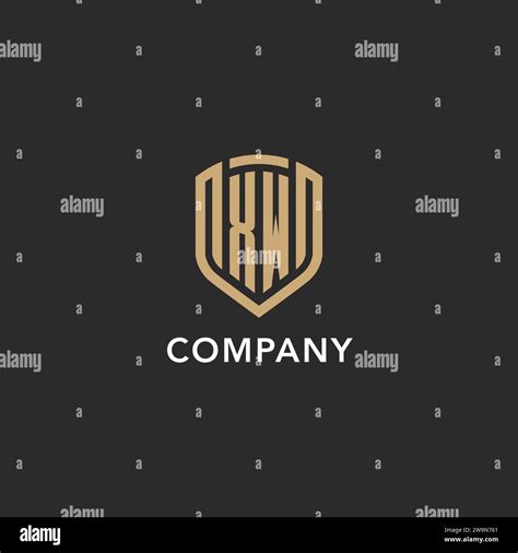 Luxury XW Logo Monogram Shield Shape Monoline Style With Gold Color And