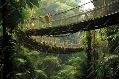 Premium AI Image | Rainforest canopy walkway for ecotourism