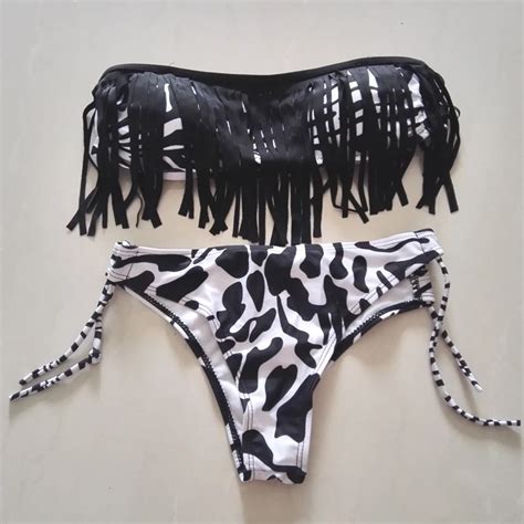 Sexy Leopard Thongs Bikini Women S Swimsuits Newest Tassel Halter