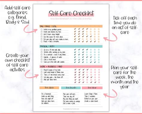 A5 Self Care Planner Self Care Checklist Selfcare Journal Etsy Uk