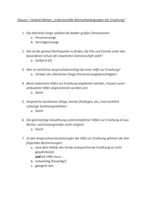 Alt Klausuren Bei Merten Klausur Roland Merten Institutionelle
