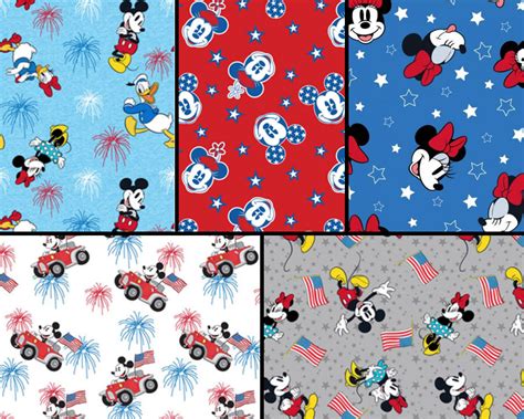 Patriotic Disney Fabric 4th Of July Mickey Minnie Fabric By Etsy