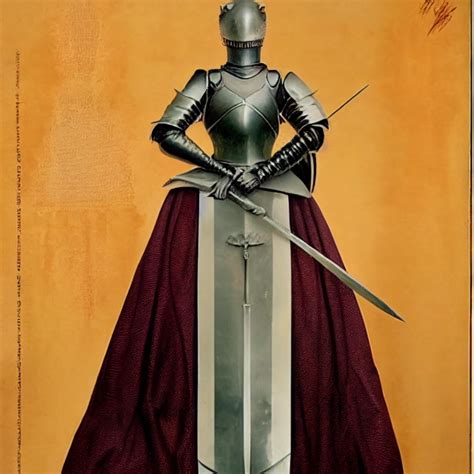 Serge Biraut Style Female Knight With Sword Midjourney Openart