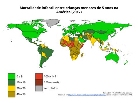 Mapeando a mortalidade infantil na América Planos de aula 8ano