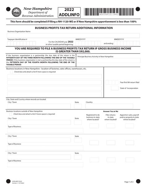 Form Addl Info 2022 Fill Out Sign Online And Download Fillable Pdf New Hampshire