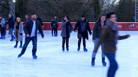 Ice Rink at Winter Wonderland Christmas Market in London - LONDON, ENGLAND - DECEMBER 11, 2019 ...