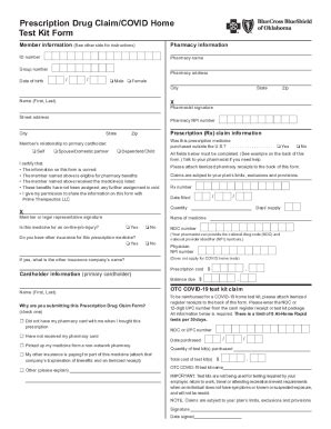 Fillable Online BCBSOK Prescription Drug Claim Form Fax Email Print