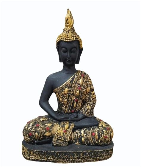 Black And Golden Polyresin Meditation Buddha Statue For Interior Decor