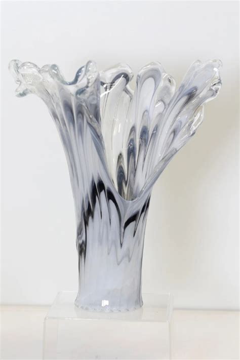 16 White And Black Glass Flair Vase Wilford Lee Home Accents