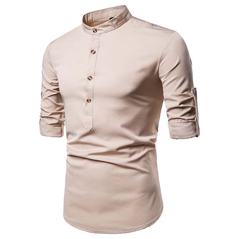 Amtdh Men S Vintage Dress Shirt Clearance Solid Color Lightweight