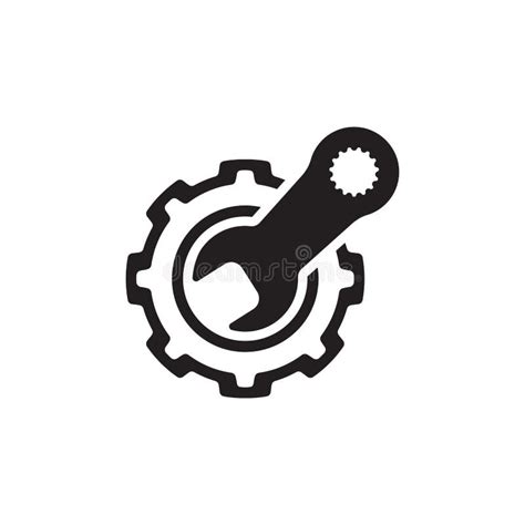 Manufacturing Icon Gear And Wrench Service Symbol Stock Vector