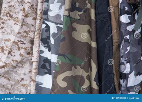 Close Up on Mixed Camo Clothing of Army Stock Photo - Image of ...