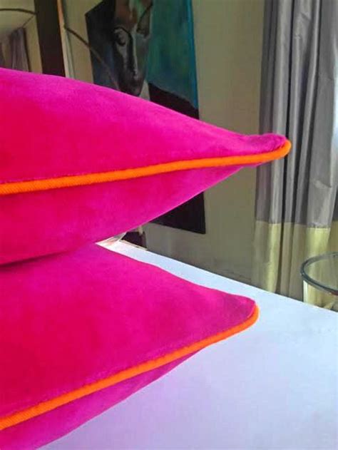 Fuchsia Hot Pink Velvet Pillow Cover Velvet Cushion Cover With Orange