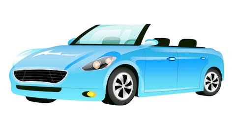 Ilustración de dibujos animados de cabriolet azul coche de moda sin