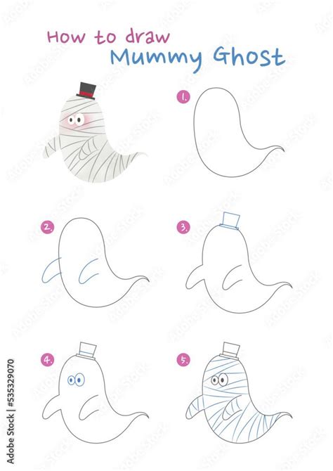 How To Draw Halloween Mummy Ghost Vector Illustration Draw Mummys