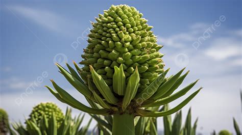 Green Plant With White Blooms Background Picture Of A Century Plant