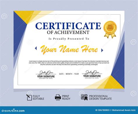 Certificate of Appreciation Design Template. Certificate of Achievement ...