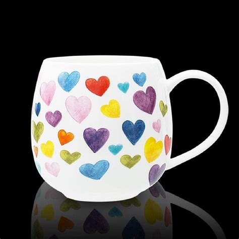 Fedigorlocn Cute Mugs Colourful Heart Shaped Ceramic Coffee Mug Cups Wayfair Ca